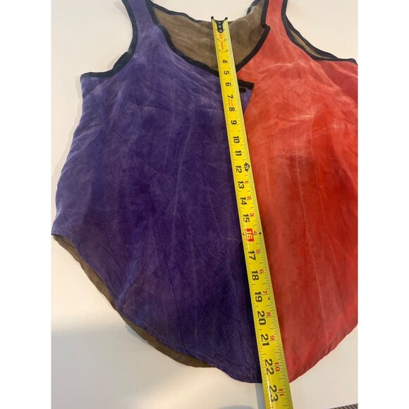 Colorblock Sleeveless Blouse With Button Detail Womens M unknown brand 100% silk - Picture 10 of 10